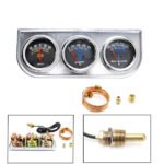 Mechanical 2'' 52mm Chrome Triple Gauge Set Water Temp Oil Pressure AMP Meter - Ảnh 3