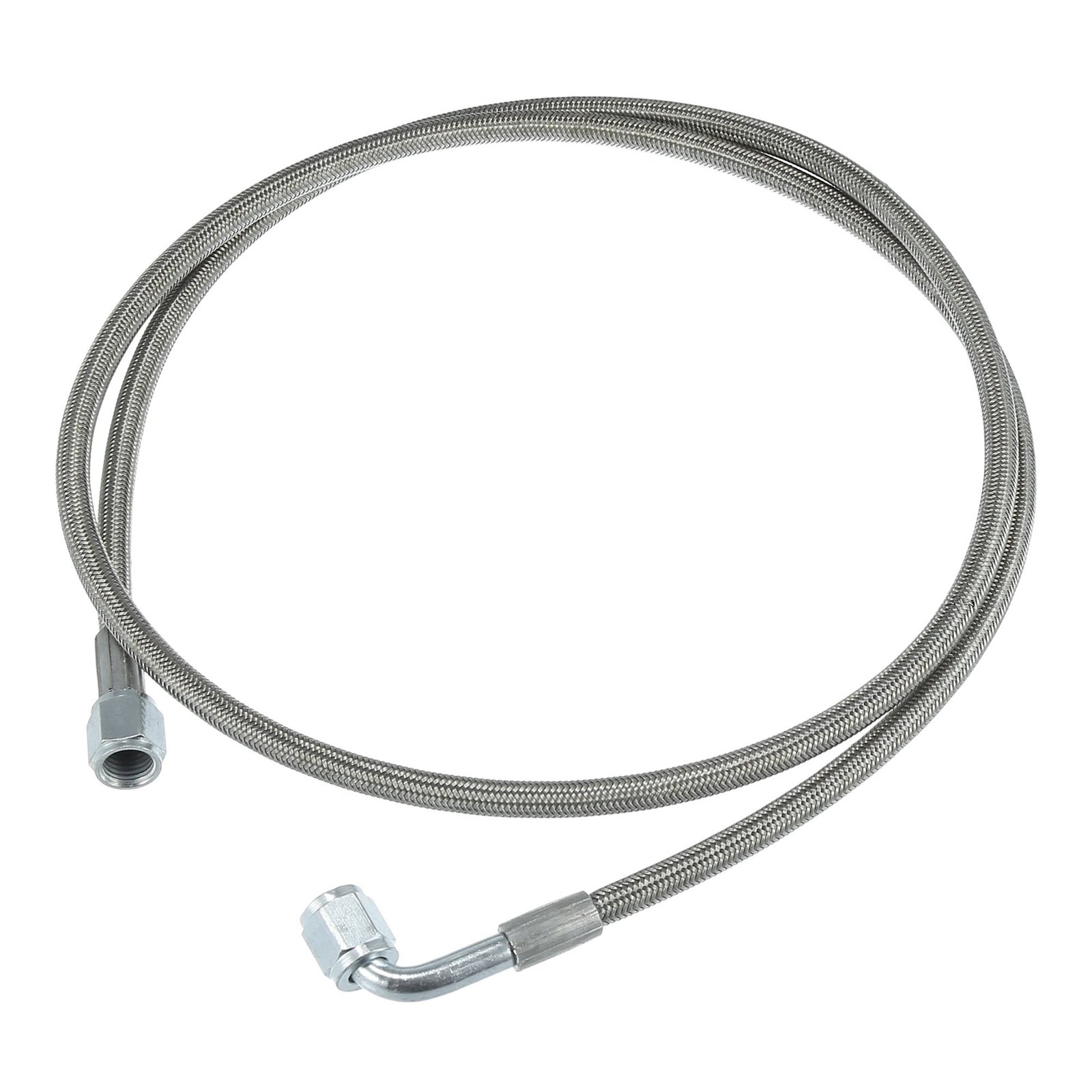1_eb39caa7-2ec9-411d-8a2f-869532444e4f Turbo Oil Feed Line 48" Steel Braided 4AN 90 Degree Straight Hose - الصورة 1