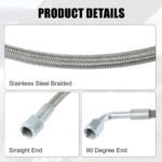 ⁦Turbo Oil Feed Line 48" Steel Braided 4AN 90 Degree Straight Hose⁩ - الصورة ⁦3⁩