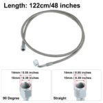 ⁦Turbo Oil Feed Line 48" Steel Braided 4AN 90 Degree Straight Hose⁩ - الصورة ⁦4⁩