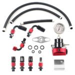 Universal Red Adjustable Fuel Pressure Regulator Kit Oil 0-100psi Gauge -6AN - Сурет 6