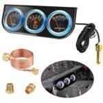 Mechanical 2'' 52mm Chrome Triple Gauge Set Water Temp Oil Pressure AMP Meter - Ảnh 2