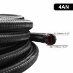 Black Fuel Hose Oil Gas Line AN4-AN6-AN8-AN10-AN12 Nylon/Stainless Steel Braided — изображение 3