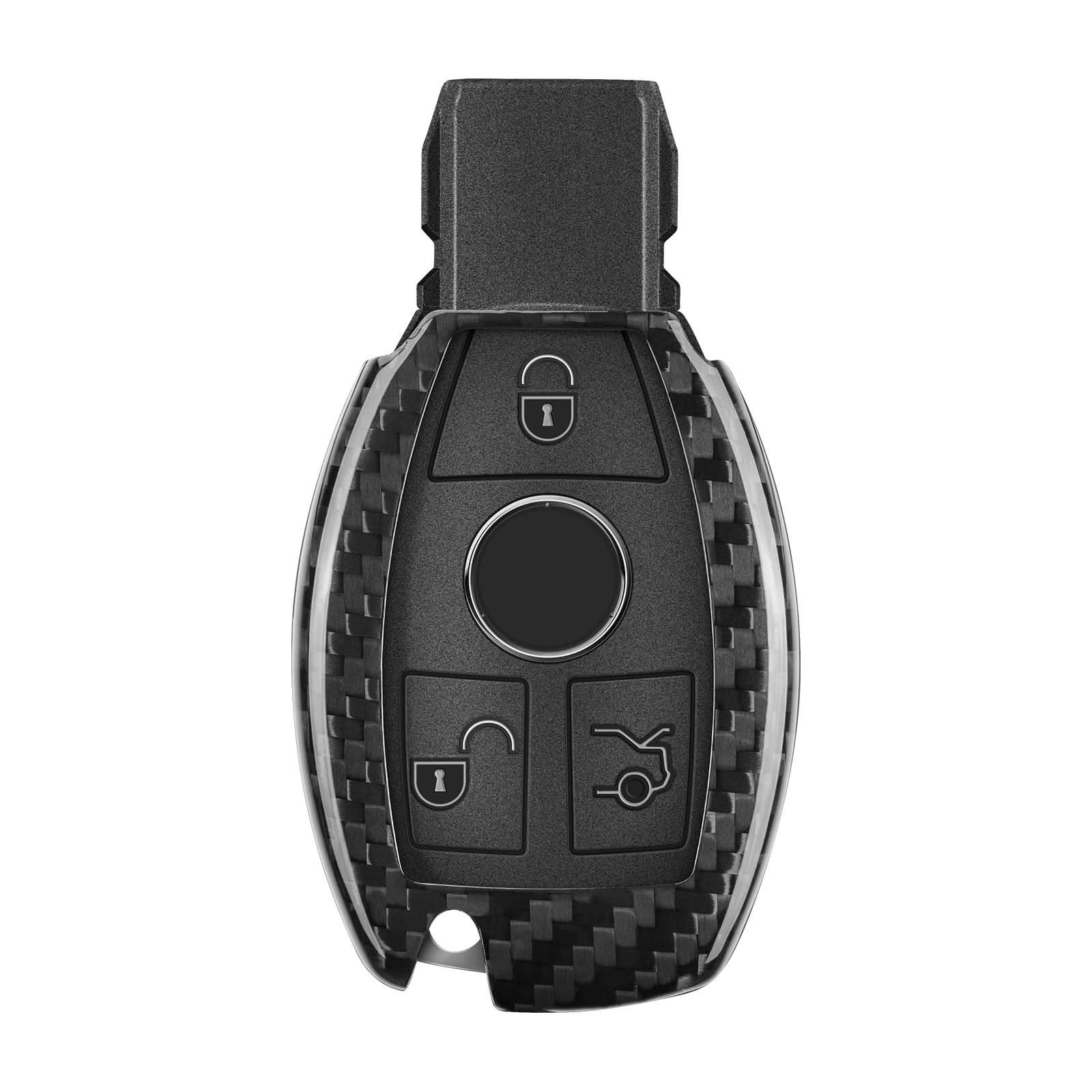1_fbb79992-58d6-4740-a52b-bc41596797e4.jpg T-carbon Carbon Fiber Key Fob Cover Fits for Benz A B C E S G M V Class - Ảnh 1