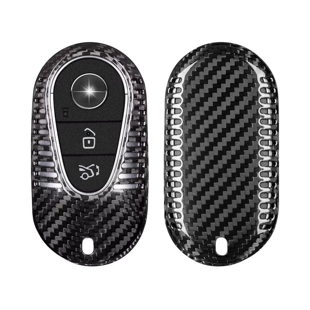 23ed700b28e2f50aa2767ef545e63de7.png T-carbon Real Carbon Fiber Key Fob Cover Compatible with Mercedes Benz - الصورة 1
