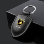 Lamborghini Crest Emblem Genuine Leather Keychain — изображение 2