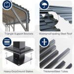 10x20ft Metal Carport Canopy with Galvanized Gable Roof — изображение 4