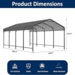 10x20ft Metal Carport Canopy with Galvanized Gable Roof — изображение 5