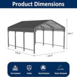 10x20ft Metal Carport Canopy with Galvanized Gable Roof — изображение 7