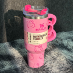 40oz Pink Bow-shaped handle Kitty Tumbler - Image 5